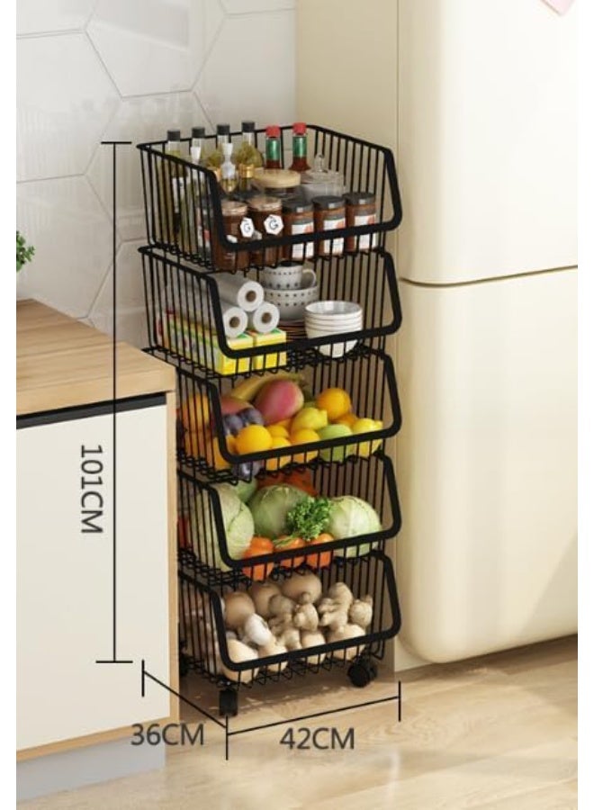 Cazadora 5-Tier Metal Storage Rack — Compact Multi-Layer Organizer for Kitchen, Bathroom & Home | Space-Saving Vertical Shelving Unit with 5 Close-Spacing Tiers | Black Metal Frame, Rust-Resistant Finish, Stable Non-Slip Feet | Ideal for Spices, Toiletries, Office Supplies, Skincare, Cleaning Products & Countertop Organization | Lightweight 4 kg Design with Strong Structure | Perfect for Small Apartments, Dorms, Studios & Tight Spaces | Dimensions 45 × 40 × 30 cm | Easy Assembly, Modern Minimalist Style, Durable Multi-Use Shelf for Pantry, Laundry, Living Room & Home Office — Designed for KSA Homes - Image 4
