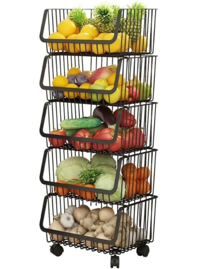 Cazadora 5-Tier Metal Storage Rack — Compact Multi-Layer Organizer for Kitchen, Bathroom & Home | Space-Saving Vertical Shelving Unit with 5 Close-Spacing Tiers | Black Metal Frame, Rust-Resistant Finish, Stable Non-Slip Feet | Ideal for Spices, Toiletries, Office Supplies, Skincare, Cleaning Products & Countertop Organization | Lightweight 4 kg Design with Strong Structure | Perfect for Small Apartments, Dorms, Studios & Tight Spaces | Dimensions 45 × 40 × 30 cm | Easy Assembly, Modern Minimalist Style, Durable Multi-Use Shelf for Pantry, Laundry, Living Room & Home Office — Designed for KSA Homes - Image 1