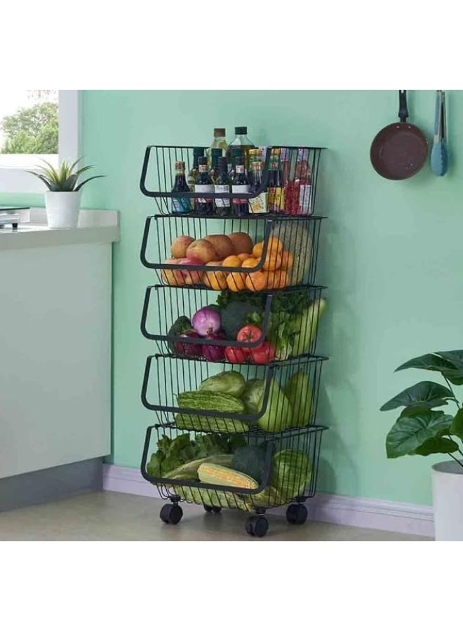 Cazadora 5-Tier Metal Storage Rack — Compact Multi-Layer Organizer for Kitchen, Bathroom & Home | Space-Saving Vertical Shelving Unit with 5 Close-Spacing Tiers | Black Metal Frame, Rust-Resistant Finish, Stable Non-Slip Feet | Ideal for Spices, Toiletries, Office Supplies, Skincare, Cleaning Products & Countertop Organization | Lightweight 4 kg Design with Strong Structure | Perfect for Small Apartments, Dorms, Studios & Tight Spaces | Dimensions 45 × 40 × 30 cm | Easy Assembly, Modern Minimalist Style, Durable Multi-Use Shelf for Pantry, Laundry, Living Room & Home Office — Designed for KSA Homes - Image 5
