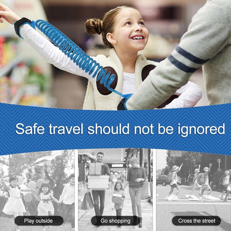 Anti Lost Wrist Link Harness 1.5m Blue Safety Wrist Leash Rope for Outdoor Travel and Walking - Image 4