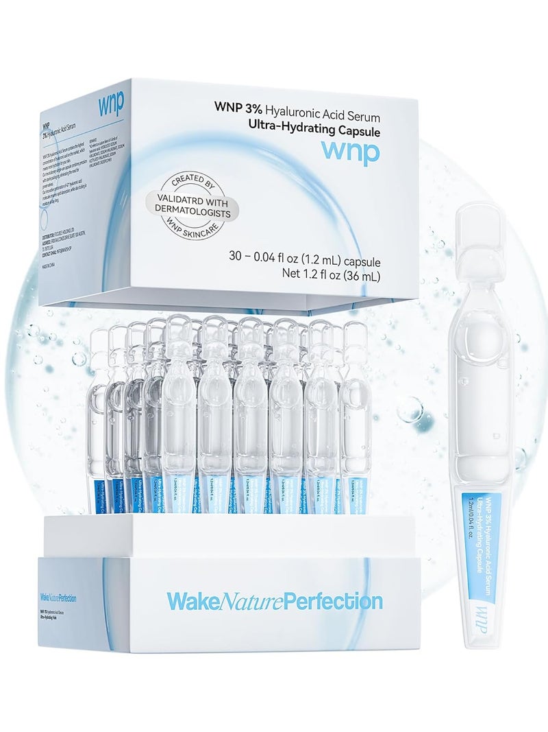 WNP 3 4D Hyaluronic Acid Serum Ultra Hydrating Serum Smoother SkinPremakeup SkinCareAntiAging serum for face SingleUse Vials Skincare for DrySensitive skin12 ml30 - Image 1