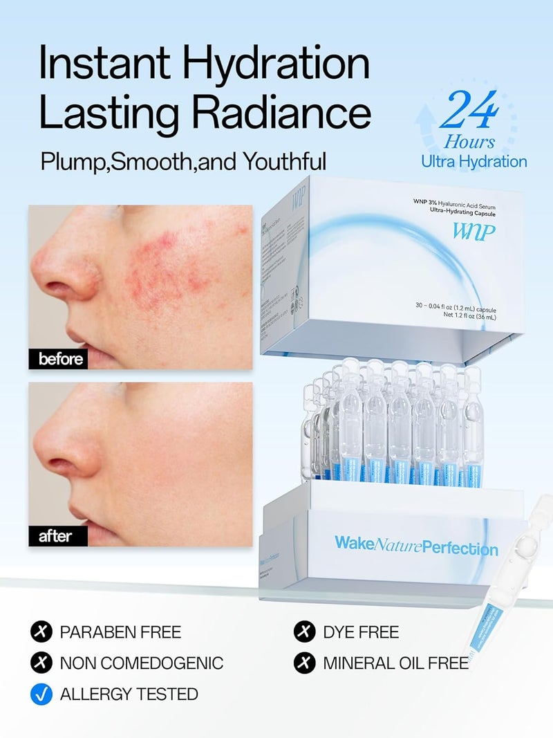 WNP 3 4D Hyaluronic Acid Serum Ultra Hydrating Serum Smoother SkinPremakeup SkinCareAntiAging serum for face SingleUse Vials Skincare for DrySensitive skin12 ml30 - Image 2
