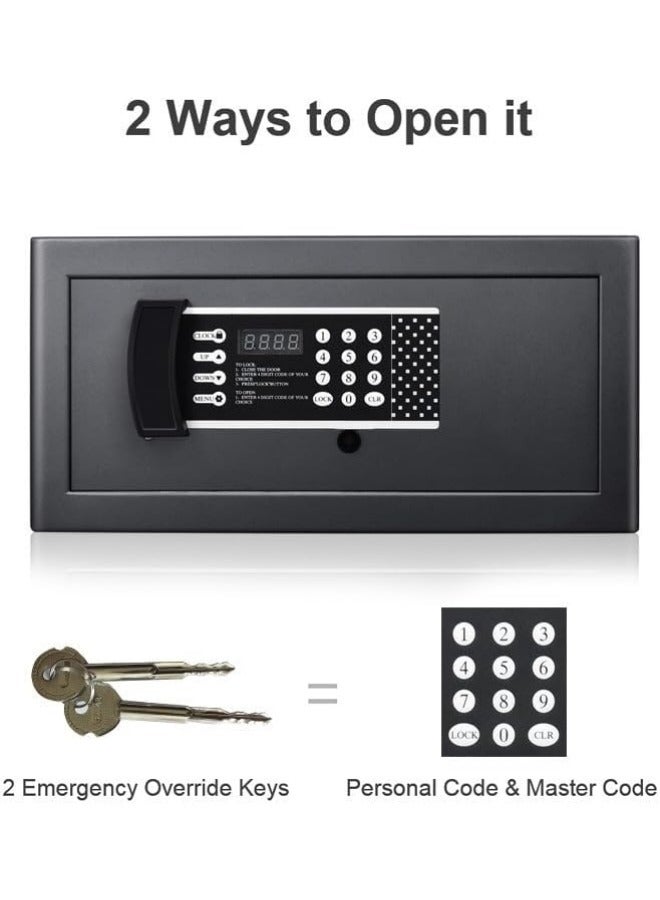 جيجيرو صندوق أمان، صندوق أمان فولاذي وصندوق قفل مع لوحة مفاتيح إلكترونية آمنة، صناديق أمان شديدة التحمل مقاومة للحريق للاستخدام المنزلي، خزانة داخلية قابلة للإزالة ورف، صندوق أمان رقمي مضاد للسرقة - Image 3