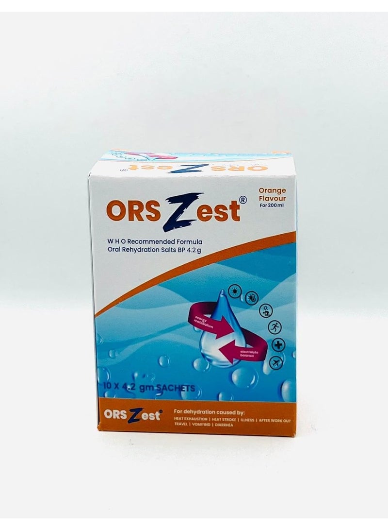 أو آر اس أكياس محلول الإمهاء الفموي (ORS) بوزن 4.2 جم، نكهة البرتقال، عبوة تحتوي على 10 أكياس. - Image 2