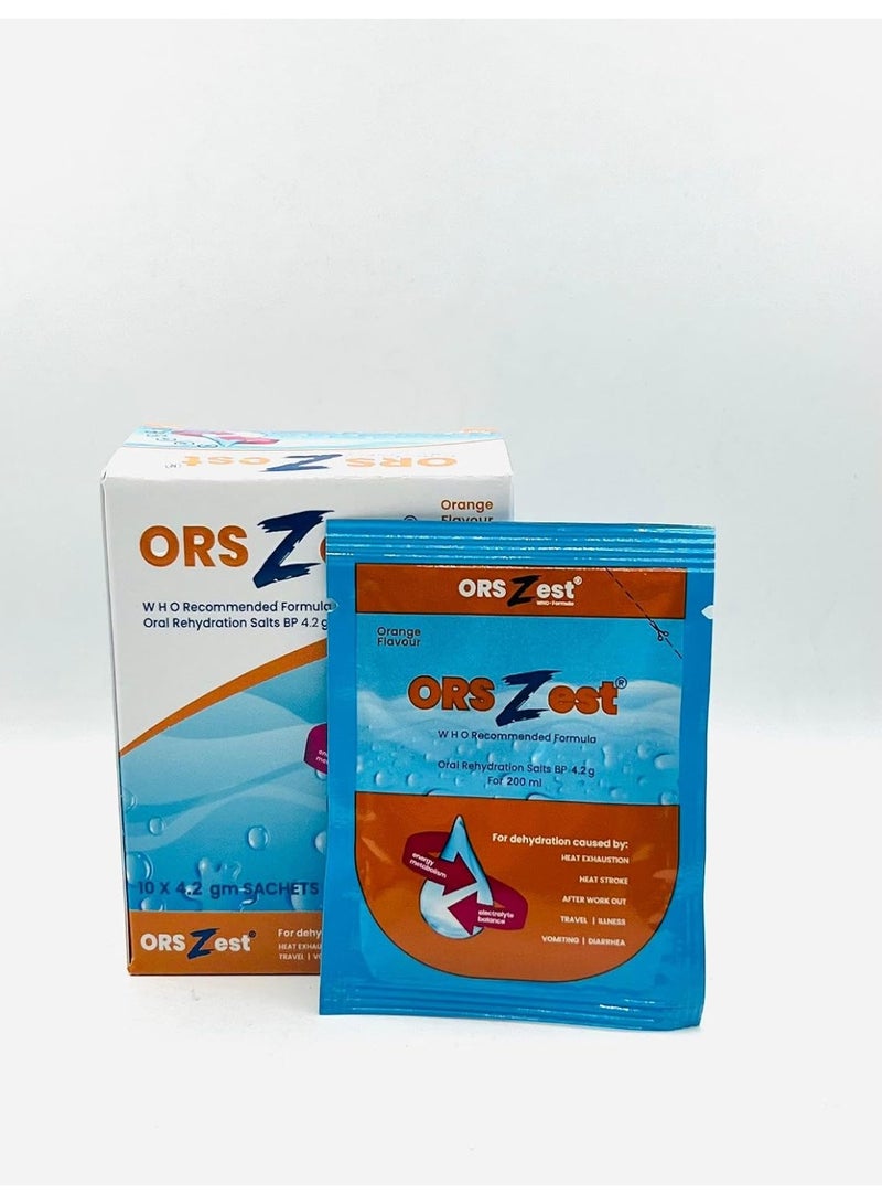 أو آر اس أكياس محلول الإمهاء الفموي (ORS) بوزن 4.2 جم، نكهة البرتقال، عبوة تحتوي على 10 أكياس. - Image 3