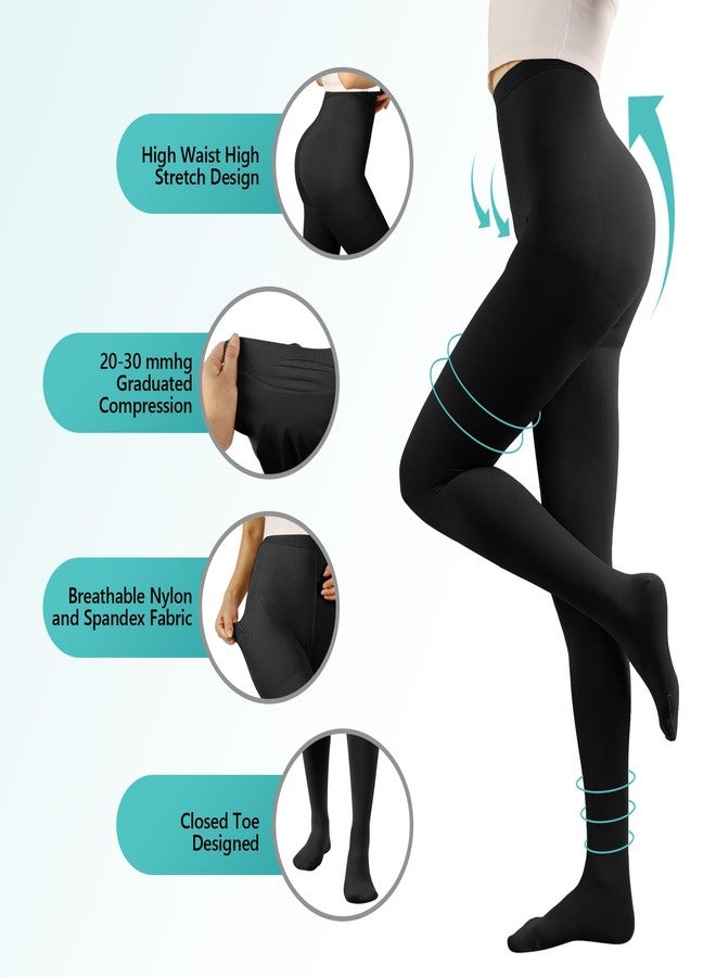 Laubawck Compression Pantyhose Stockings for Women Men, 20-30 mmHg Medical Graduated Support Opaque Closed Toe Hose Tights - Image 5