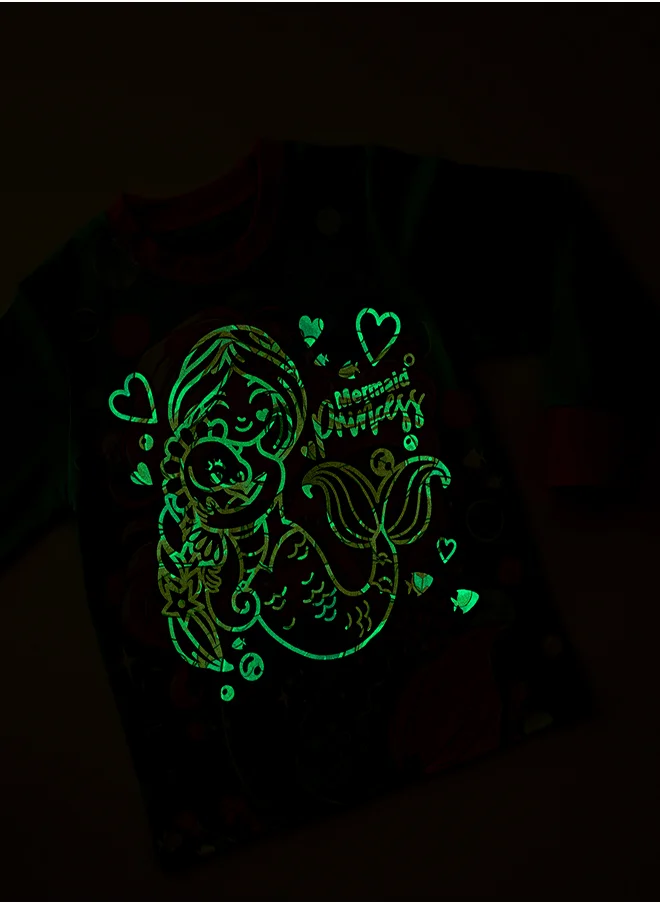 بيبي كلو Magical Mermaid Glow-in-the-Dark Cotton Pajama Set for Girls