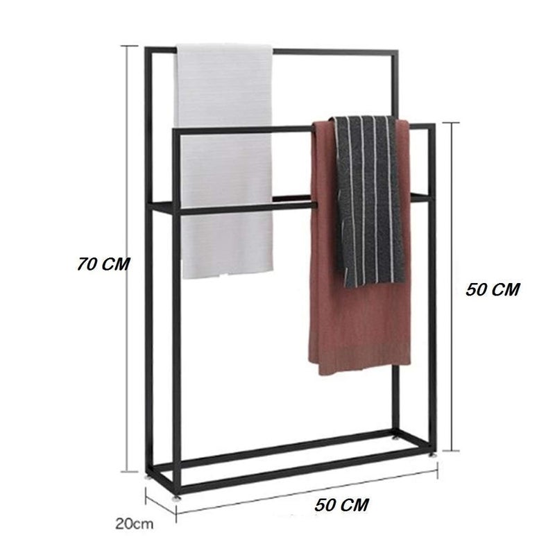 Indian Decor 28491 Freestanding Metal Towel Bar Stand Drying Rack Black 50 x 20 x 70 cm L x W x H  - Image 5