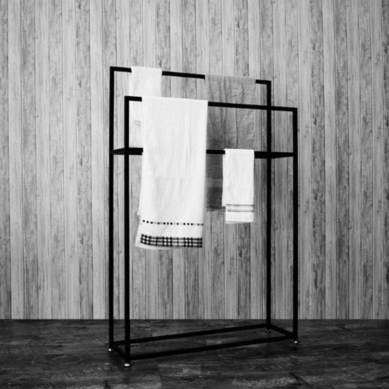 Indian Decor 28491 Freestanding Metal Towel Bar Stand Drying Rack Black 50 x 20 x 70 cm L x W x H  - Image 3
