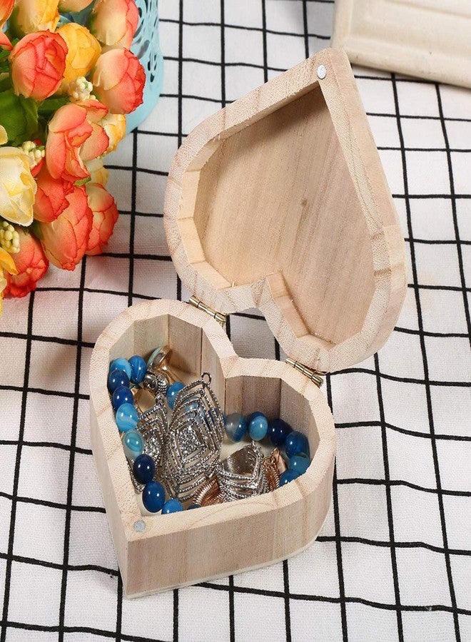 plplaaoo Wooden Jewelry Boxes for Women, Lovely Wooden Heart shaped Jewelry Storage Box, Wooden Jewelry Box Organizer, Craft Decoration for Jewelry Storage Home Office Decoration - Image 3