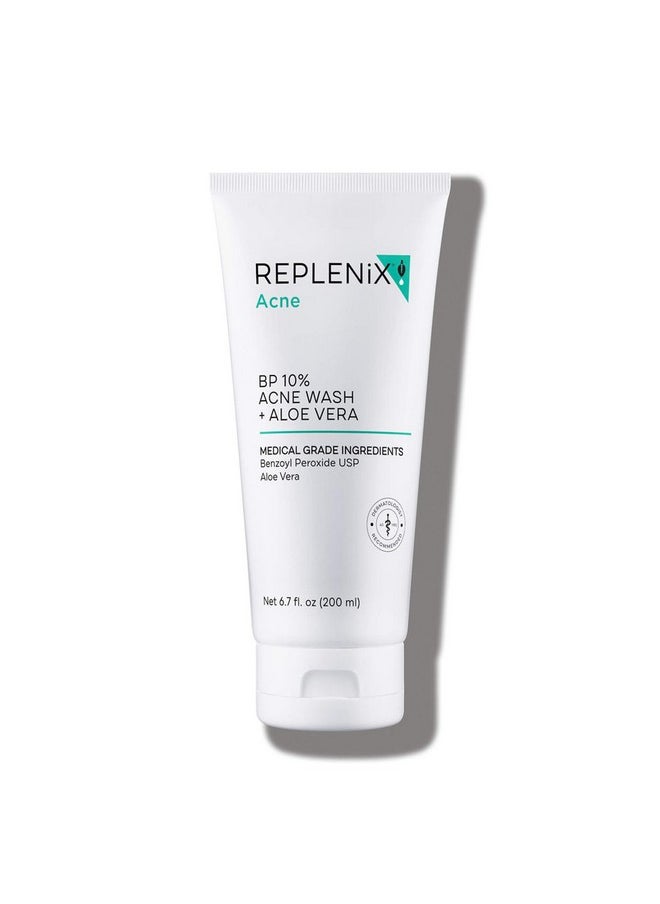 Replenix Replenix BP 10% Acne Wash + Aloe Vera, Oil-Free Benzoyl Peroxide Face Cleanser with Medical-Grade Ingredients for Acne-Prone Skin (6.7 fl. oz)  - Image 1