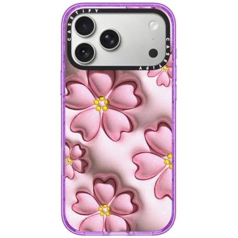 Casetify Impact iPhone 17 Pro Max Case 【Slim/Compatible with Magsafe / 8.2 ft. 4X Military Grade Drop Protection】 - Sakura - Glitter Purple - Image 1