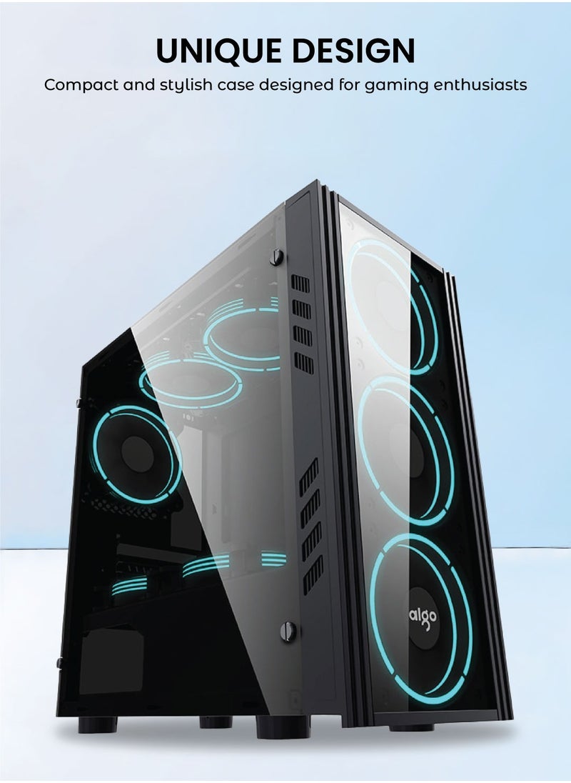 aigo - AIGO Mini Matx/Mini ITX Tempered Glass Gaming  PC Case, USB 3.0, Comes With 8 Fan Ports, Transparent Side Panel, Magnetic Dust Proof Mesh Computer Case (No Fans Included) - Image 1