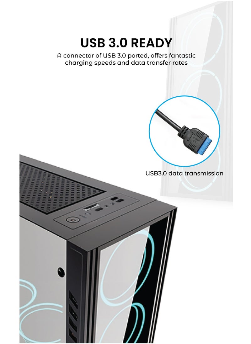 aigo - AIGO Mini Matx/Mini ITX Tempered Glass Gaming  PC Case, USB 3.0, Comes With 8 Fan Ports, Transparent Side Panel, Magnetic Dust Proof Mesh Computer Case (No Fans Included) - Image 1