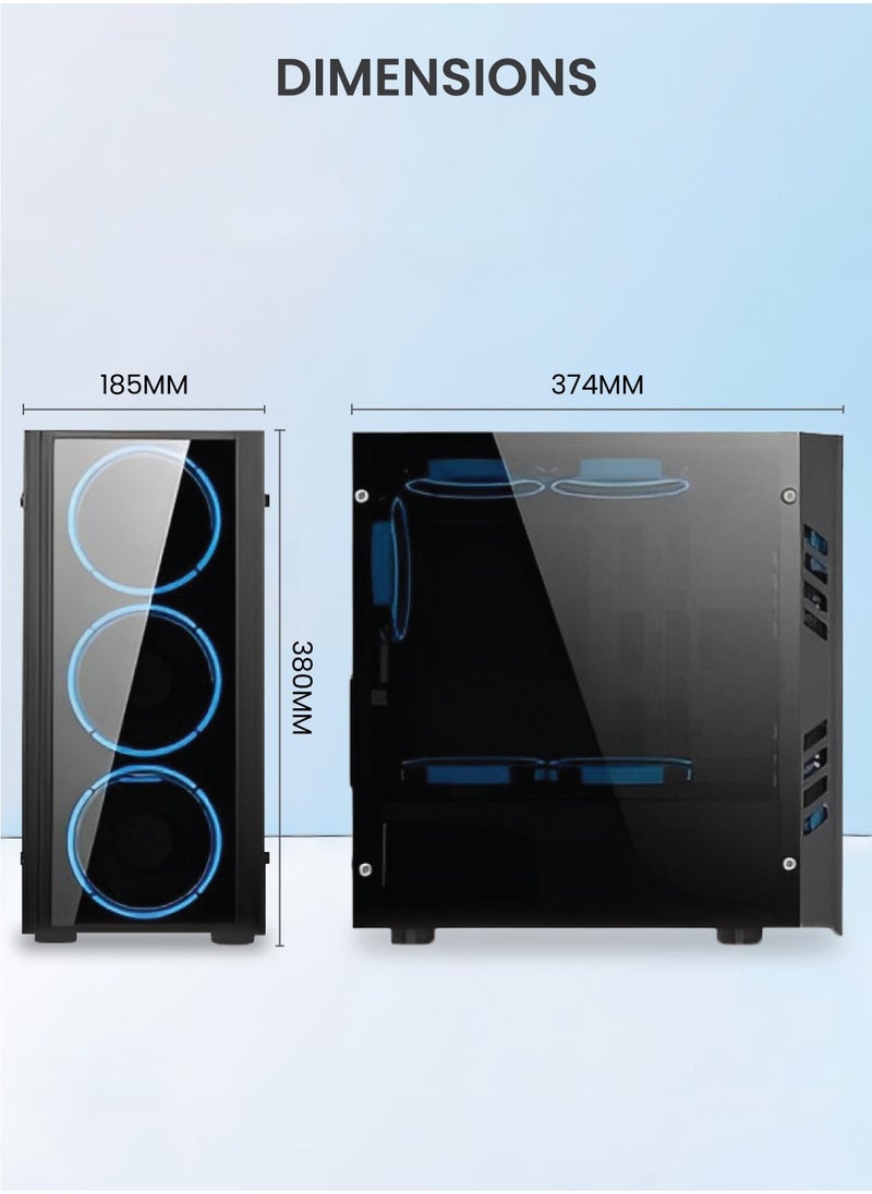 aigo - AIGO Mini Matx/Mini ITX Tempered Glass Gaming  PC Case, USB 3.0, Comes With 8 Fan Ports, Transparent Side Panel, Magnetic Dust Proof Mesh Computer Case (No Fans Included) - Image 1