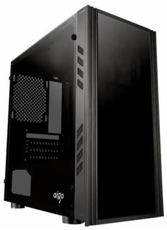 AIGO Mini Matx/Mini ITX Tempered Glass Gaming  PC Case, USB 3.0, Comes With 8 Fan Ports, Transparent Side Panel, Magnetic Dust Proof Mesh Computer Case (No Fans Included)
