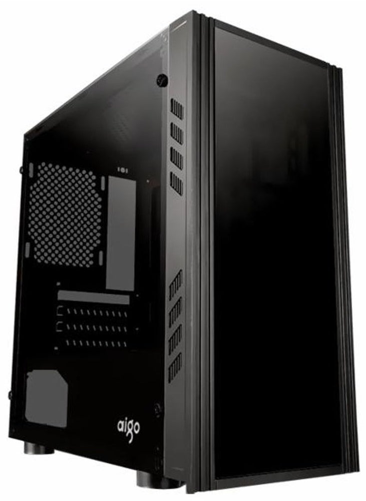 aigo - AIGO Mini Matx/Mini ITX Tempered Glass Gaming  PC Case, USB 3.0, Comes With 8 Fan Ports, Transparent Side Panel, Magnetic Dust Proof Mesh Computer Case (No Fans Included) - Image 1