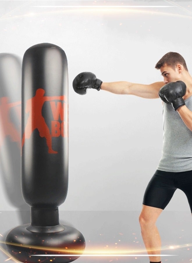 بيوينتي كيس قتال للأطفال قابل للنفخ مع حامل، مناسب لممارسة الكاراتيه والتايكوندو وتخفيف التوتر، مع مضخة هواء. مجموعة ملاكمة للأطفال (160 سم). - Image 4