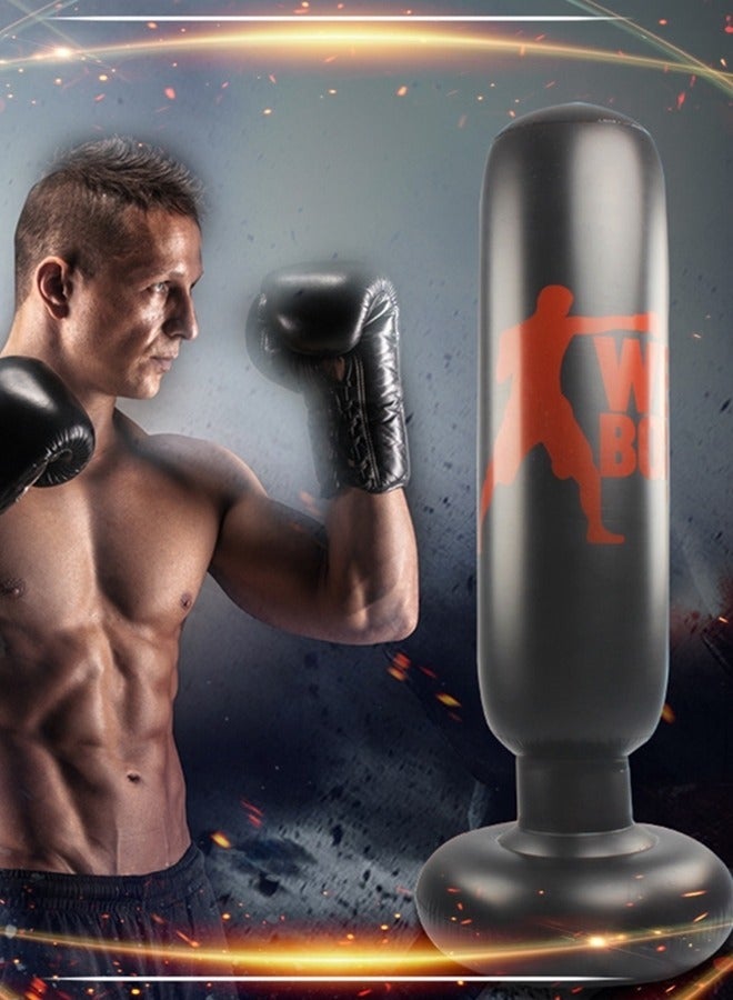 بيوينتي كيس قتال للأطفال قابل للنفخ مع حامل، مناسب لممارسة الكاراتيه والتايكوندو وتخفيف التوتر، مع مضخة هواء. مجموعة ملاكمة للأطفال (160 سم). - Image 3