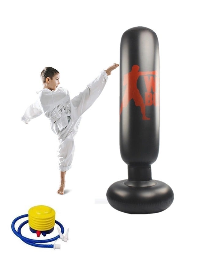 Beauenty Punching Bag For Kids,Inflatable Punching Bag With Stand,Kids Free Standing Boxing Bag For Karate,For Practicing Karate, Taekwondo, De-stress Boxing Bag,With Air Pump Kids Boxing Set(160cm) - Image 1