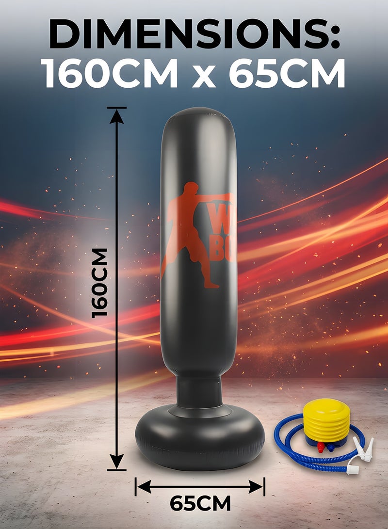 Beauenty Punching Bag For Kids,Inflatable Punching Bag With Stand,Kids Free Standing Boxing Bag For Karate,For Practicing Karate, Taekwondo, De-stress Boxing Bag,With Air Pump Kids Boxing Set(160cm) - Image 4