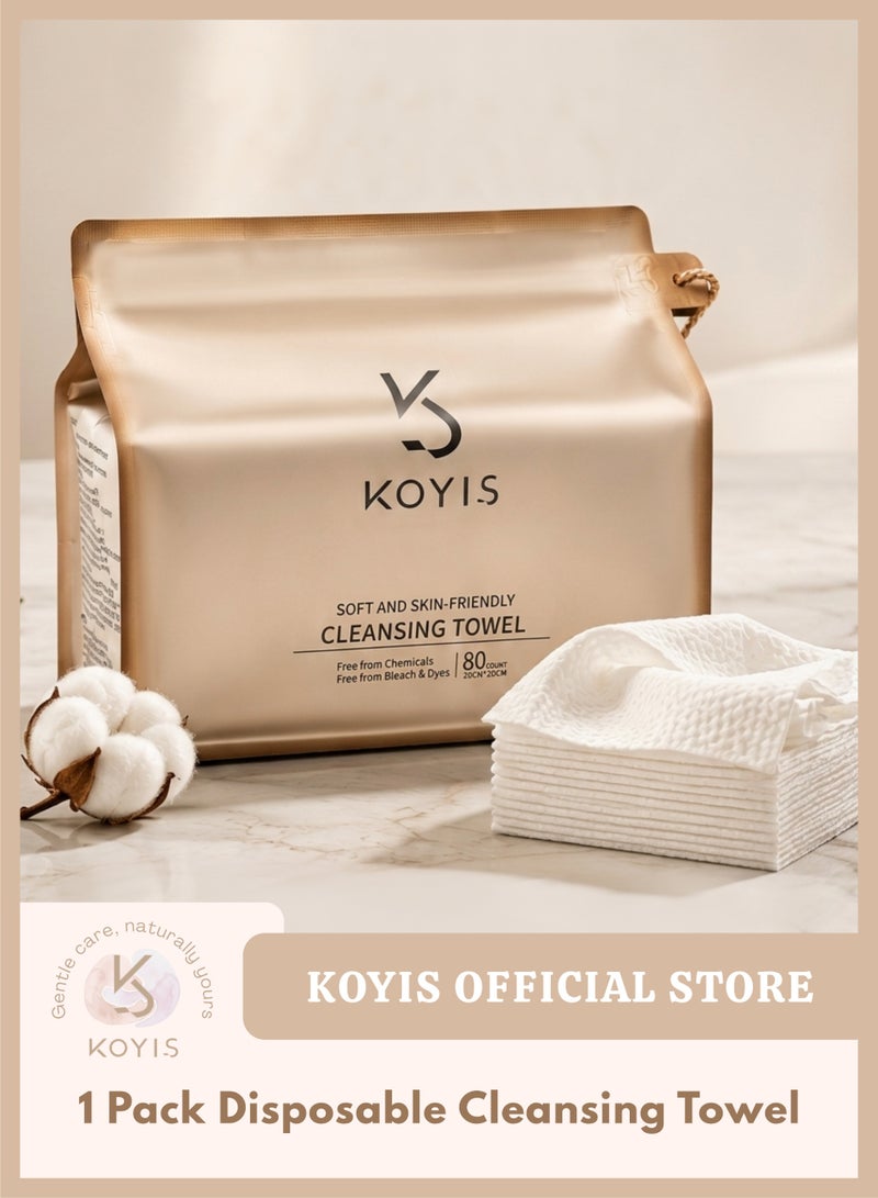 KOYIS Disposable Face Towels, Thick Pearl-Textured Facial Towels, Plant-Based Lint-Free Dry Wipes for Sensitive Skin, Face Cleansing, Makeup Removal and Skincare - 1 pack - Image 1