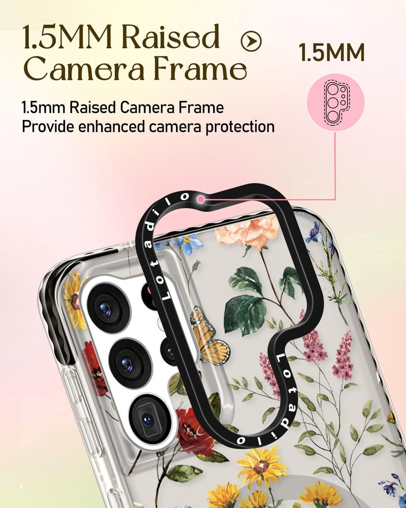 Lotadilo Cute Case for Samsung Galaxy S21 Ultra for Women Girls - Funny Design Compatible with Magsafe Magnetic Ring Holder Kickstand Art Retro Flower Fashion Pattern TPU Phone Covers - Image 3