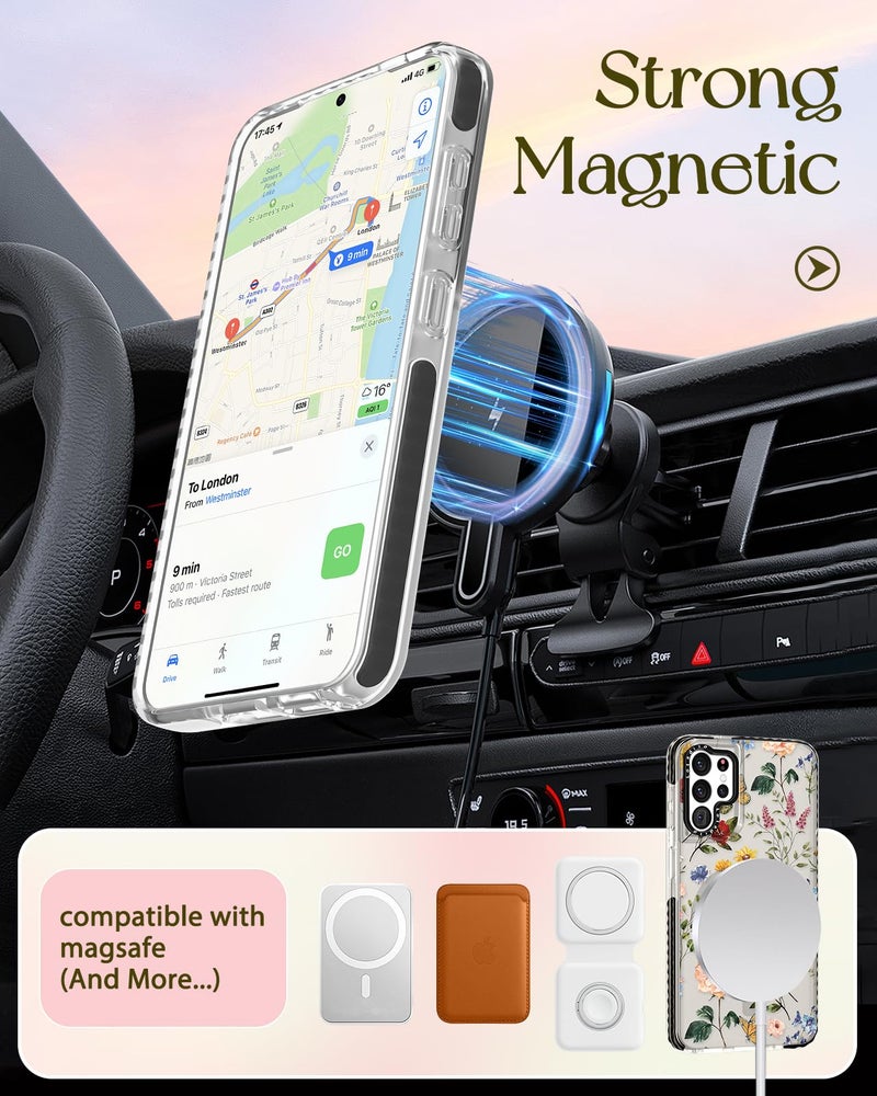 Lotadilo Cute Case for Samsung Galaxy S21 Ultra for Women Girls - Funny Design Compatible with Magsafe Magnetic Ring Holder Kickstand Art Retro Flower Fashion Pattern TPU Phone Covers - Image 5