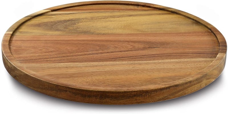 AUAM 11 Acacia Wood Lazy Susan Organizer Kitchen Turntable for Cabinet Pantry Table Organization 