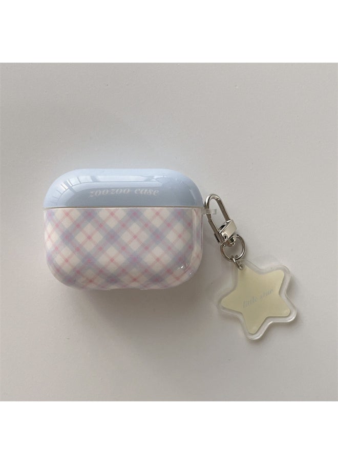Generic - Ins Korean Style Pattern Point Airpods Protective Cover 2 For Apple Wireless Bluetooth 3 Generation Pro2 Headset Cover For Women-Color:Blue Pink Blue Plaid Earphone Cover Single Shell-Applicable Model:Airpods1/2nd Generation - Image 1