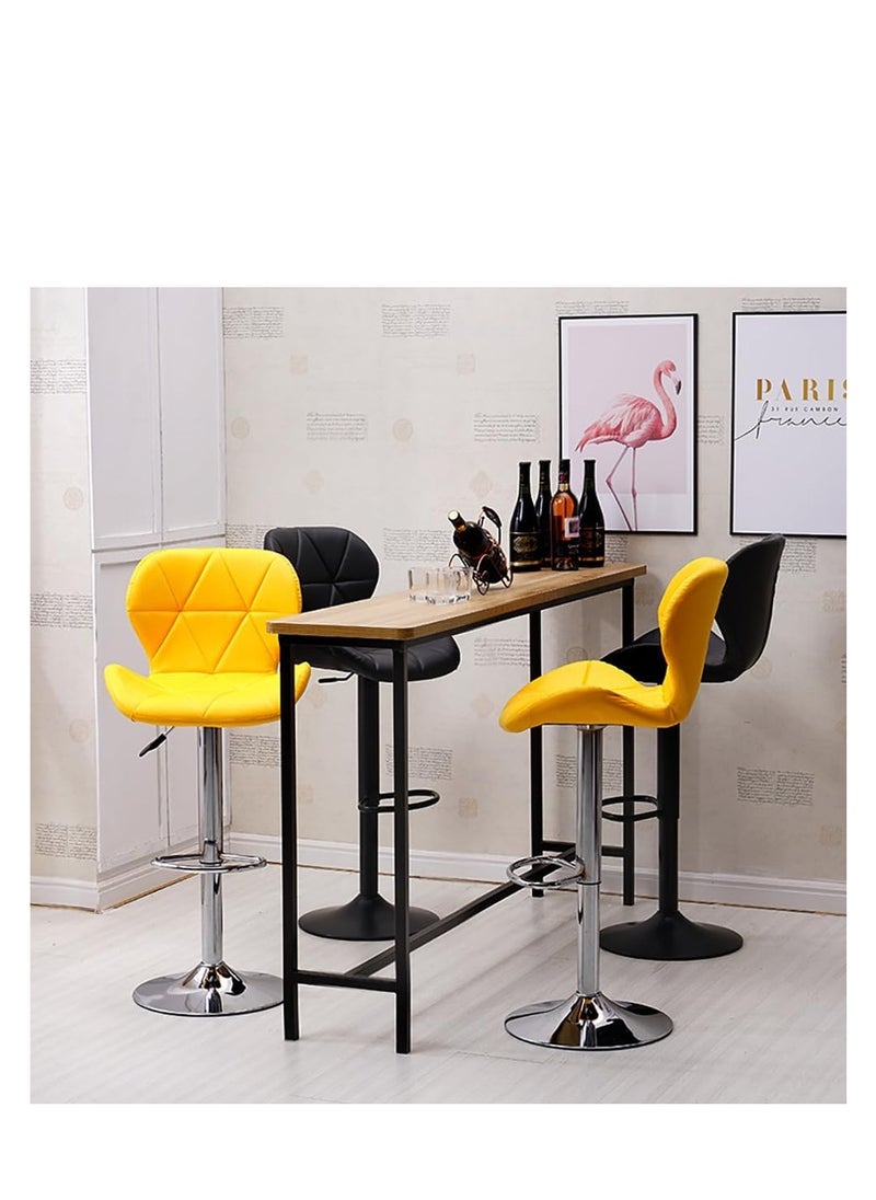 Height Adjustable Bar Stools PU Faux Leather Padded Swivel Barstools Modern Counter Height Chairs with Backrest and Footrest for Pub Kitchen Counter (Yellow, 2)