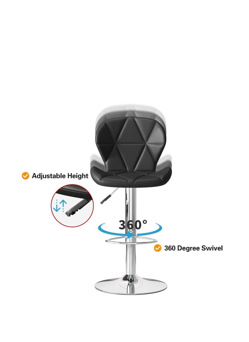Height Adjustable Bar Stools PU Faux Leather Padded Swivel Barstools Modern Counter Height Chairs with Backrest and Footrest for Pub Kitchen Counter (Yellow, 2)
