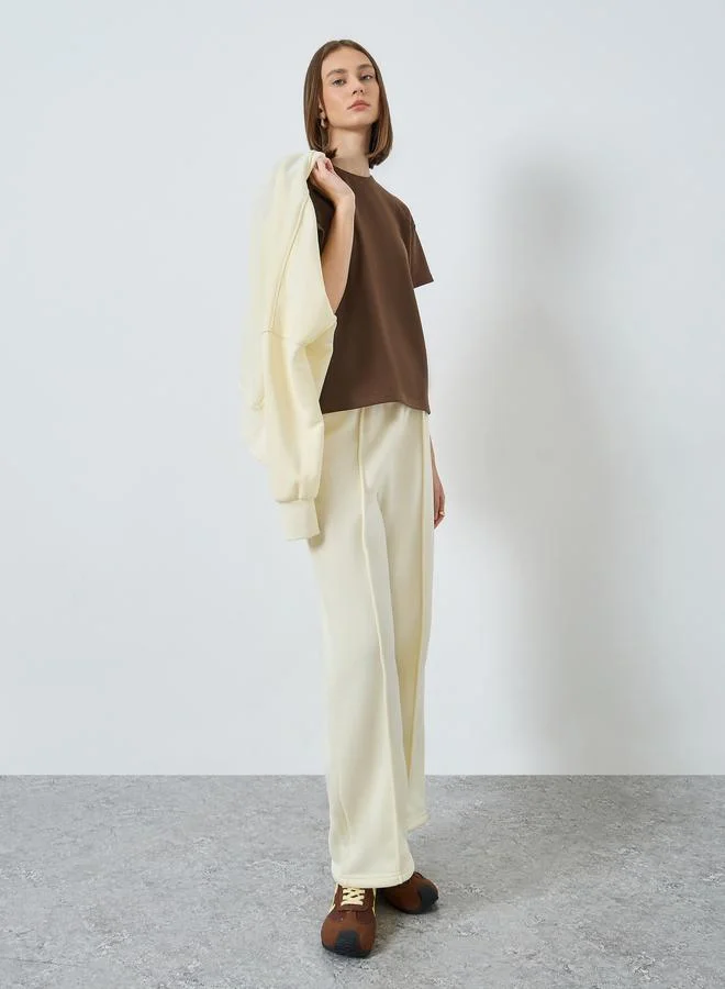 Styli Brown Knitted Boxy Fit T-Shirt