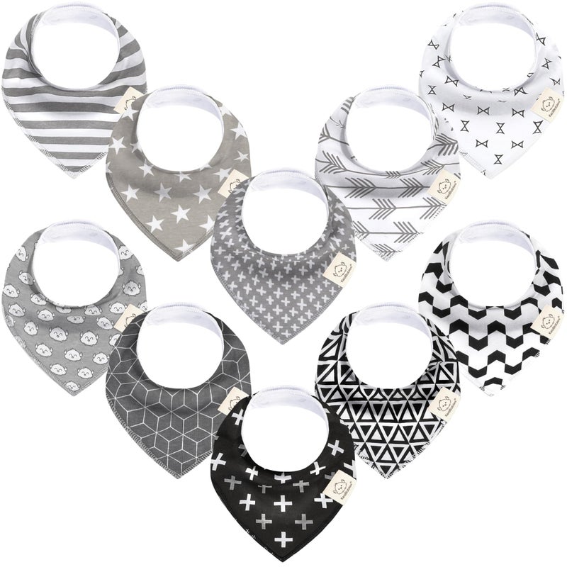 KeaBabies 10Pack Organic Baby Bandana Bibs for Girls Super Absorbent Triangle Baby Bibs for Drooling and Teething Infant 100 Cotton Extra Soft for Newborn Infant 036 Months MONOS