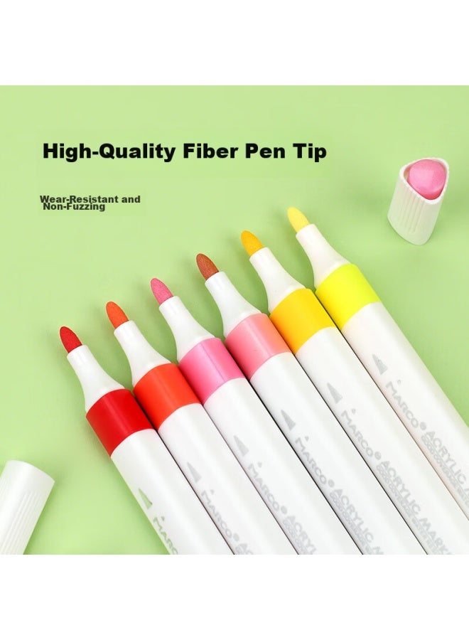 Marco 36-Color Acrylic Markers, Waterproof Paint, Watercolor, Fluorescent Markers, For Children, Students, Kids, Parent-Child Drawing, Gift Box, Back-To Gift - Image 4