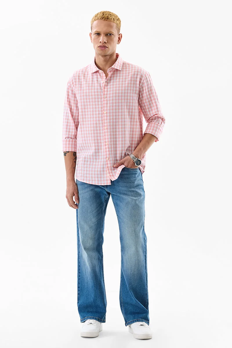 سنيتش قميص كاروهات بقصة عادية من مزيج الكتان