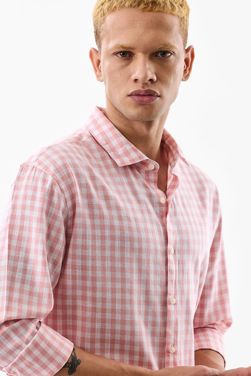 سنيتش قميص كاروهات بقصة عادية من مزيج الكتان