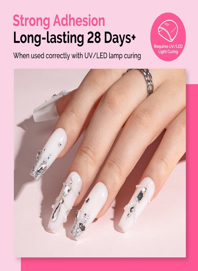 MelodySusie 2Pcs Nail Rhinestone Glue, 3D Gel Nail Art Design Strong Adhesive Nail Gem Glue with Brush Pinpoint Nail Charms Gems Jewelry Decoration DIY Manicured at Home Cured Need - Image 3