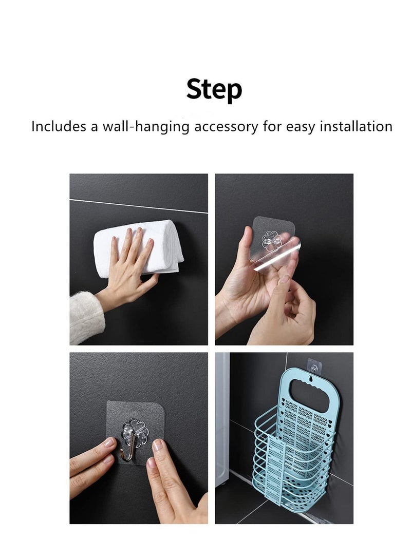 Collapsible Laundry Basket, Hanging Basket with Handle Storage Plastic Dirty for Organizing Home, Clothes, Towels, Dorm (Blue) - Image 4