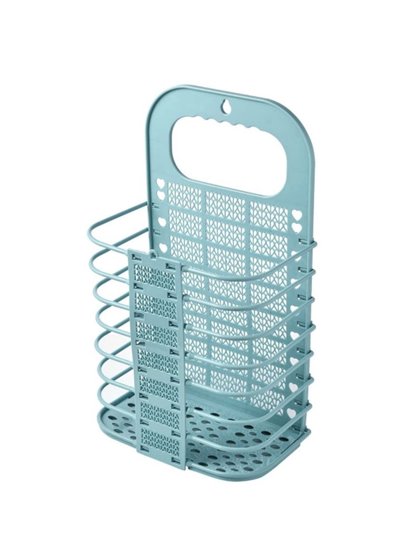 Collapsible Laundry Basket, Hanging Basket with Handle Storage Plastic Dirty for Organizing Home, Clothes, Towels, Dorm (Blue) - Image 1