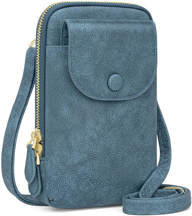 Peacocktion Small Crossbody Bags for Women Travel Cell Phone Purses with Card Slots Adjustable Strap Blue - Image 1
