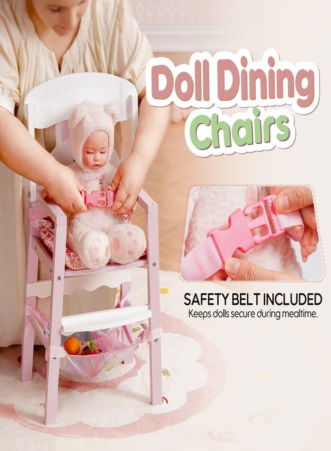 ROBOTIME Wooden Baby Doll High Chair - Pretend High Chair Toys for 18" Dolls - Doll Feeding Chair Toy with Tray - Baby Doll Furniture for Girls Ages 3+ - Image 5