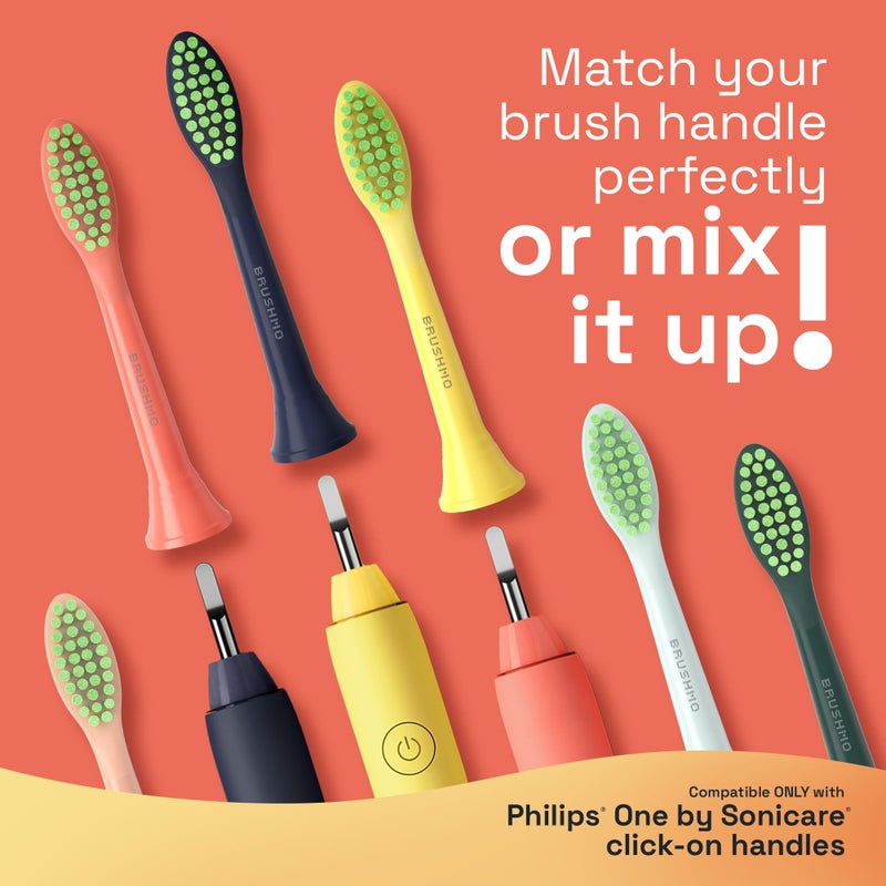 Brushmo Replacement Toothbrush Heads, Compatible with Philips One for Sonicare Electric Toothbrush Handles HY1022, 4 Standard Heads with Tongue Cleaner, Soft Dupont Bristles, BM124m, Miami Coral - Image 2