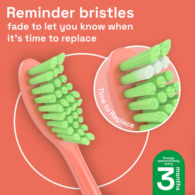 Brushmo Replacement Toothbrush Heads, Compatible with Philips One for Sonicare Electric Toothbrush Handles HY1022, 4 Standard Heads with Tongue Cleaner, Soft Dupont Bristles, BM124m, Miami Coral - Image 4