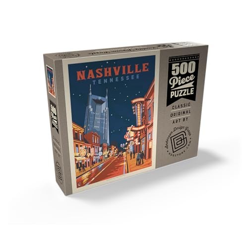 MyPuzzle.com MyPuzzle Nashville TN Broadway Lights Vintage Poster Premium 500 Piece Jigsaw Puzzle for Adults - Image 5