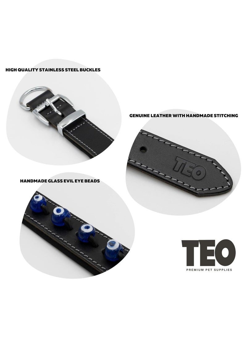Teo Premium Pet Supplies Small Leather Dog Neck Collar Adjustable Durable Pet Collars for Dogs With Breathable Heavy Duty Rust-Proof Dog Accessories Metal Buckle Black - Image 3