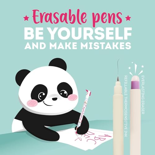 LEGAMI - Set of 8 Erasable Gel Pens with Thermosensitive Erase Ink, Range of ink colours & barrel designs, 0.7mm Tip, Panda, Bunny, Corgi, Teddy, Llama, Unicorn, Hippo, Penguin Designs - Image 5