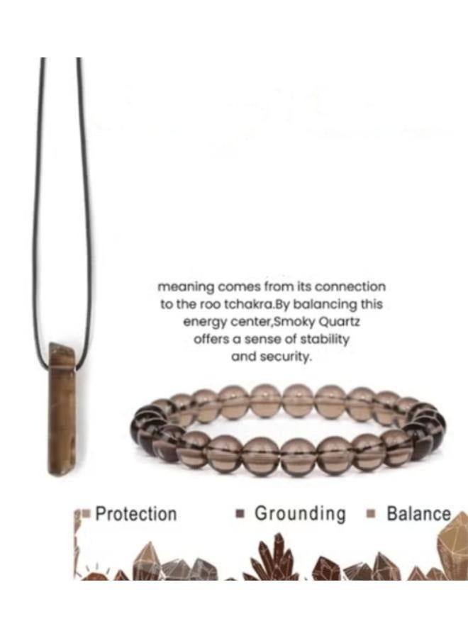 Crystal Necklace and Bracelet  Combination Set Offers a Sense of Stability and Security Stone Beaded Jewelry - Image 1