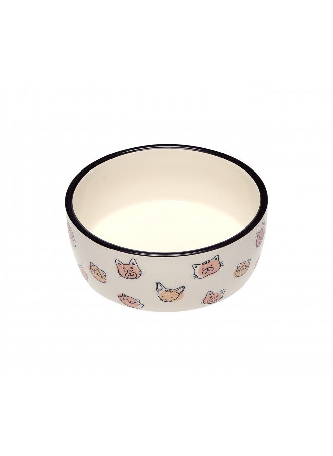 pearhead Pearhead Cat Faces Pet Bowl, Cat Water and Food Dish, Pet Owner Cat Accessory, Ceramic, Blush and White  - Image 2