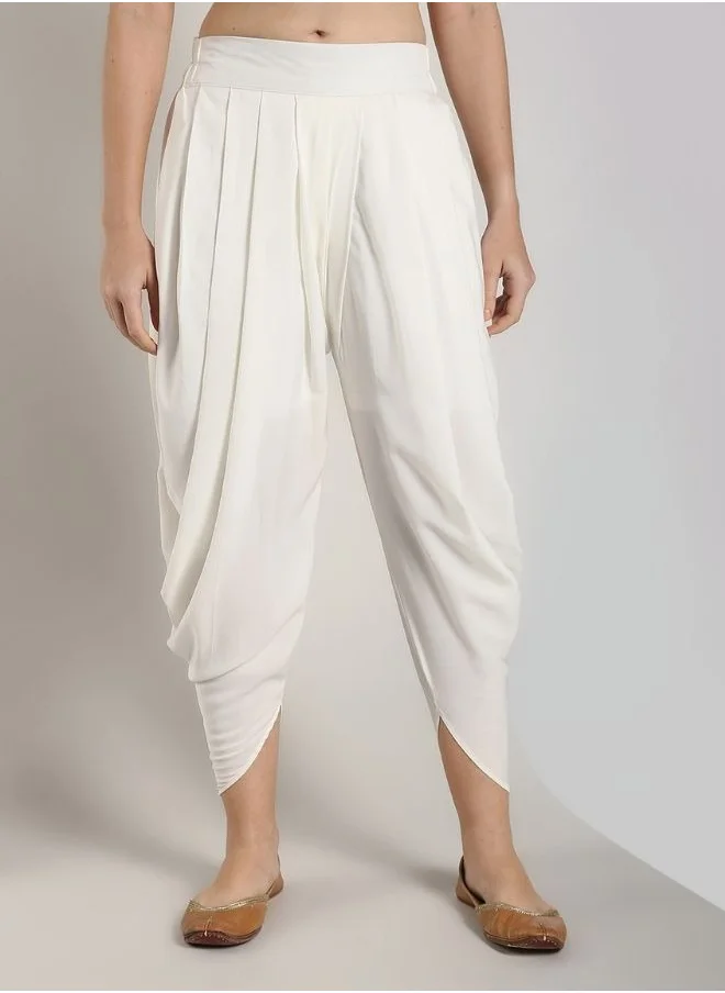 أبهشتي White Polycrepe Dhoti Pants